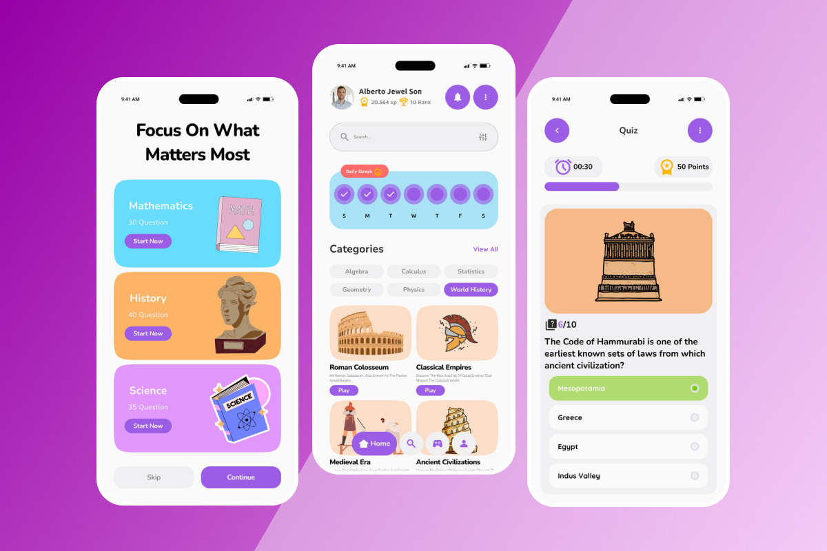 Pintera - Study Quiz App UI Kit preview 4