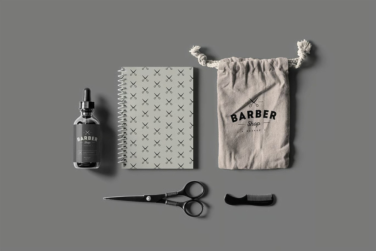 Barber Shop Branding Mock-up, a Product Mockup by zippypixelstudio (Photo 3 of 11)