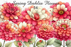 Whimsical Spring Dahlia Flower Png, an Illustration by Craft Nest
