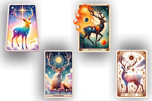 Magic And Celestial Deer Tarot Card