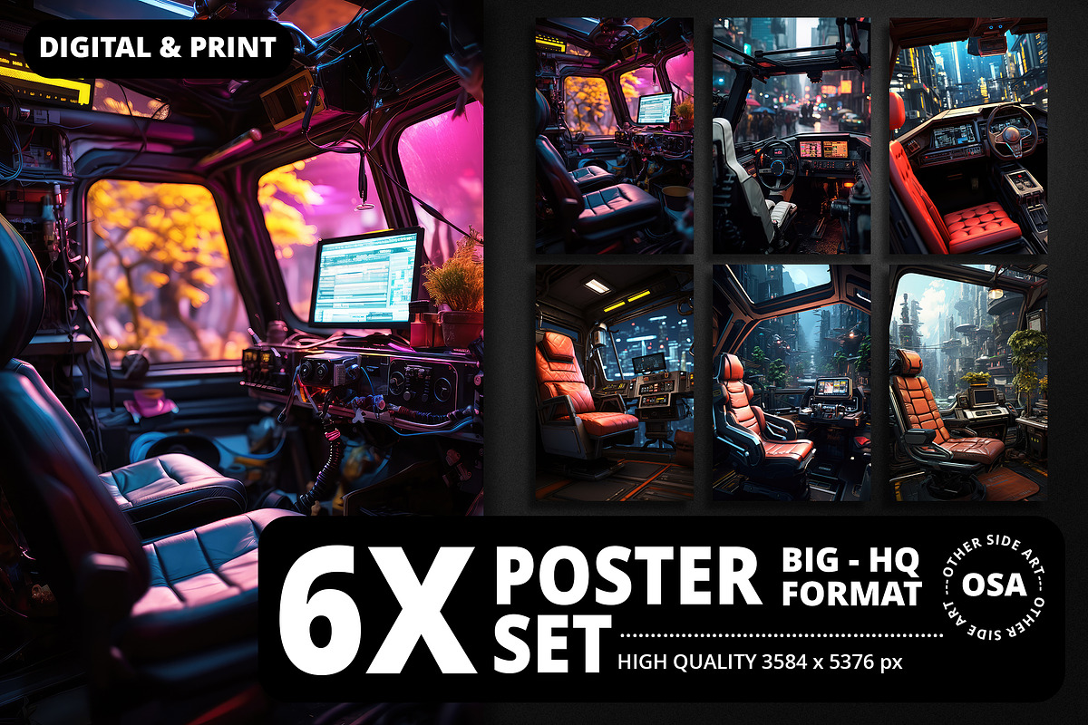 Cyberpunk Vehicle Interior Poster, a Background Graphic by Other Side Art (Photo 1 of 5)