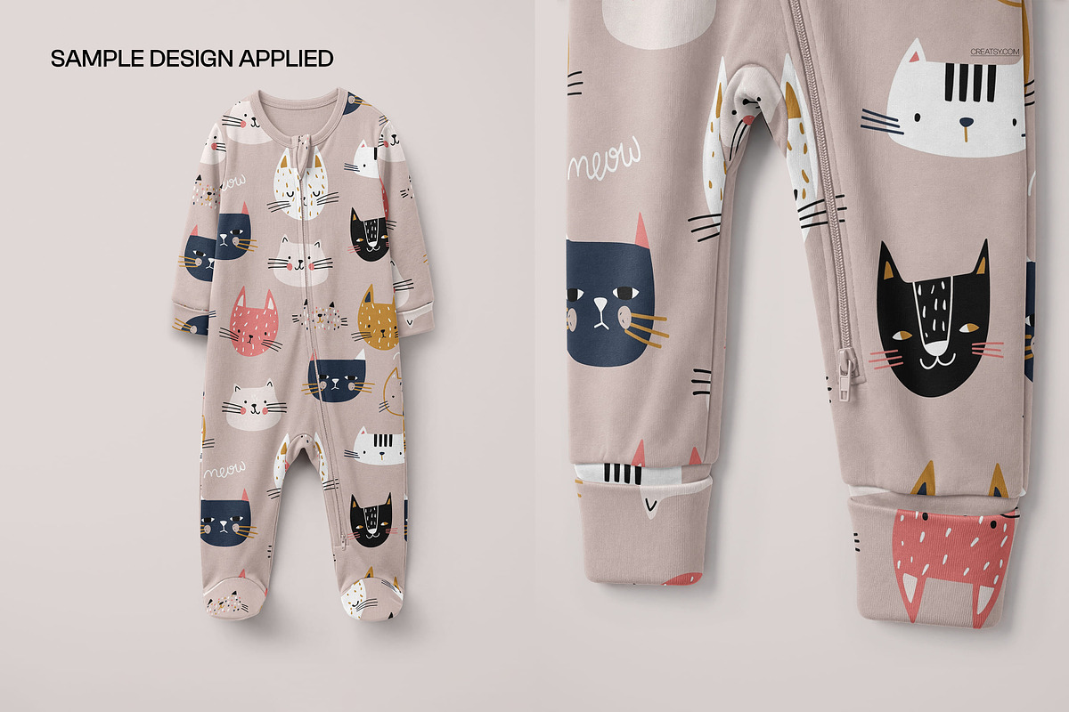 Cuffed Sleepsuit Mockup Set, a Bottom Mockup by creatsy5 (Photo 4 of 9)