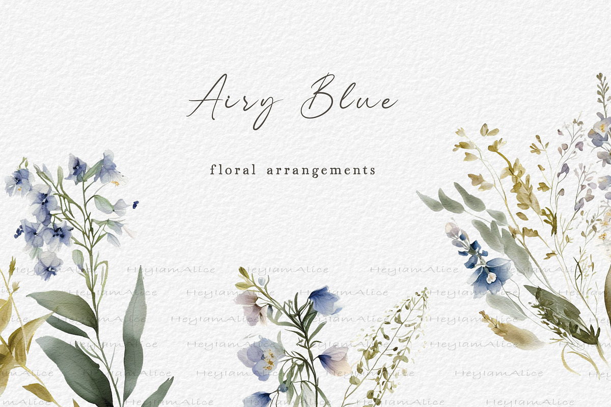 Airy Blue Floral, a Decorative Illustration by heyiamalice (Photo 2 of 11)