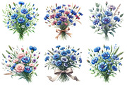 Matching Cornflower Bouquet Clipart, an Illustration by Daily.Designs (Thumbnail 5 of 5)