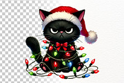 Cat Wrapped in Christmas Lights PNG, a Seasonal Illustration by Nicolle's Colorful Art (Thumbnail 3 of 4)