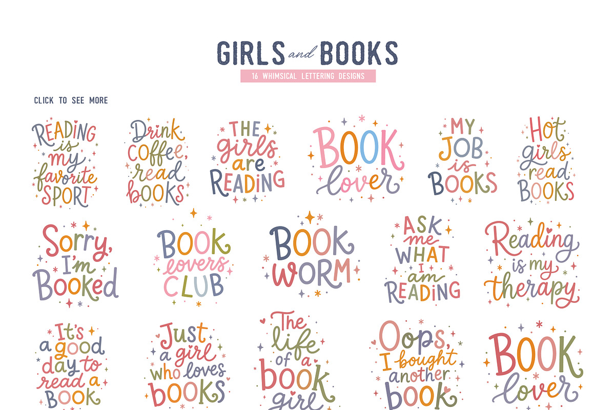 Book Lovers Clipart. Girls and Books, an Object Illustration by VerAna (Photo 3 of 24)