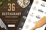 36 Restaurant Logos and Badges, a Branding & Logo Template by Vasya Kobelev (Thumbnail 1 of 15)
