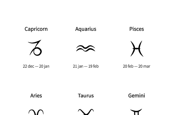 Signs Of The Zodiac Black Icons