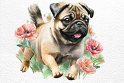 Playful Pugs. Watercolor, an Animal Illustration by Watercolor dreams (Thumbnail 6 of 6)
