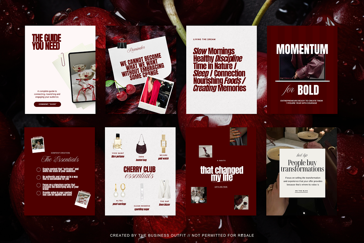 CHERRY Canva Social Media Templates, a Social Media Template by thebusinessoutfit (Photo 11 of 20)