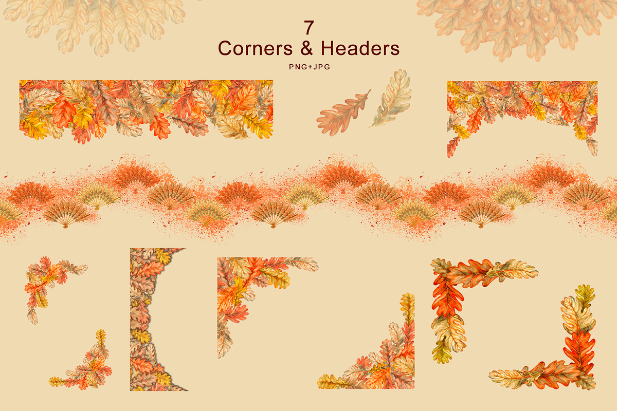 Oak&Acorn Harvest watercolor clipart, a Decorative Illustration by EL_SUHOVA (Photo 8 of 14)
