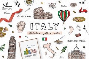 Italy Illustrations And Patterns, an Illustration by Redchocolate