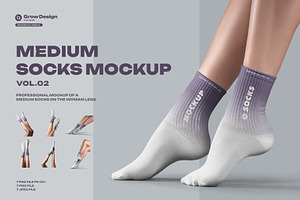 7 Medium Socks Mockup Female Leg