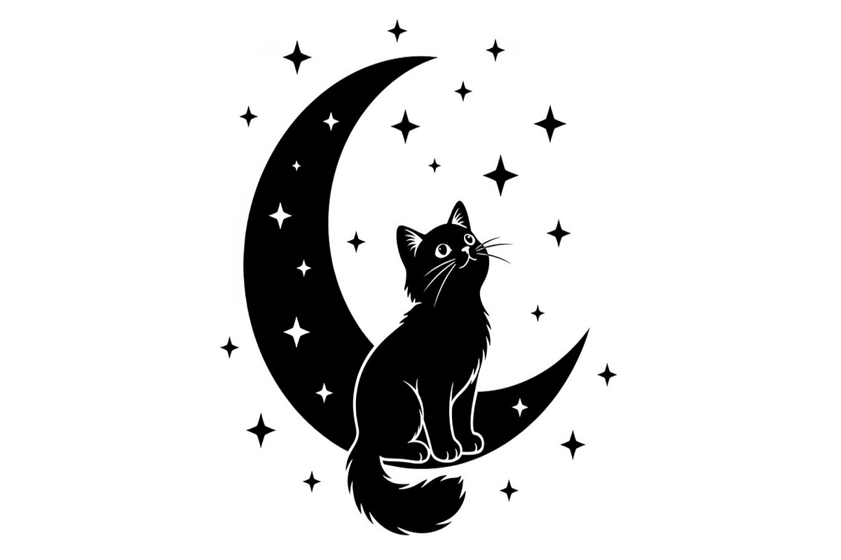 50 Cat Moon Silhouette Vector Bundle, an Illustration by jahid234 (Photo 21 of 51)