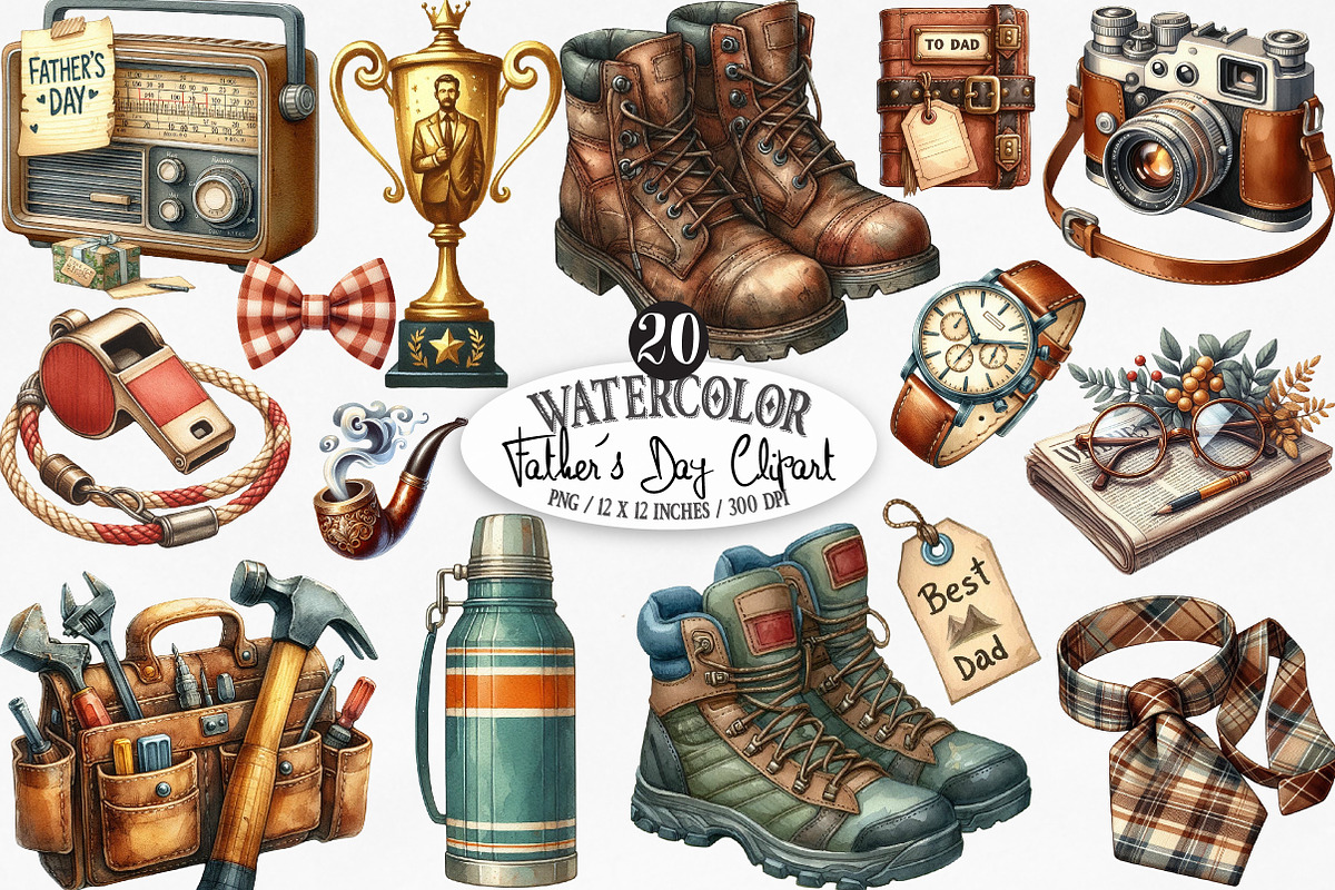 Watercolor Father's Day Sublimation, an Illustration by Designking (Photo 1 of 3)