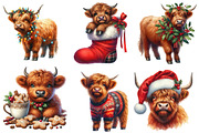 Christmas Highland Cows Clipart, an Illustration by DreamArtGraphic (Thumbnail 2 of 5)