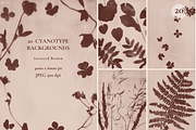 CYANOTYPE Botanical Backgrounds, a Background Graphic by Alisovna (Thumbnail 13 of 15)