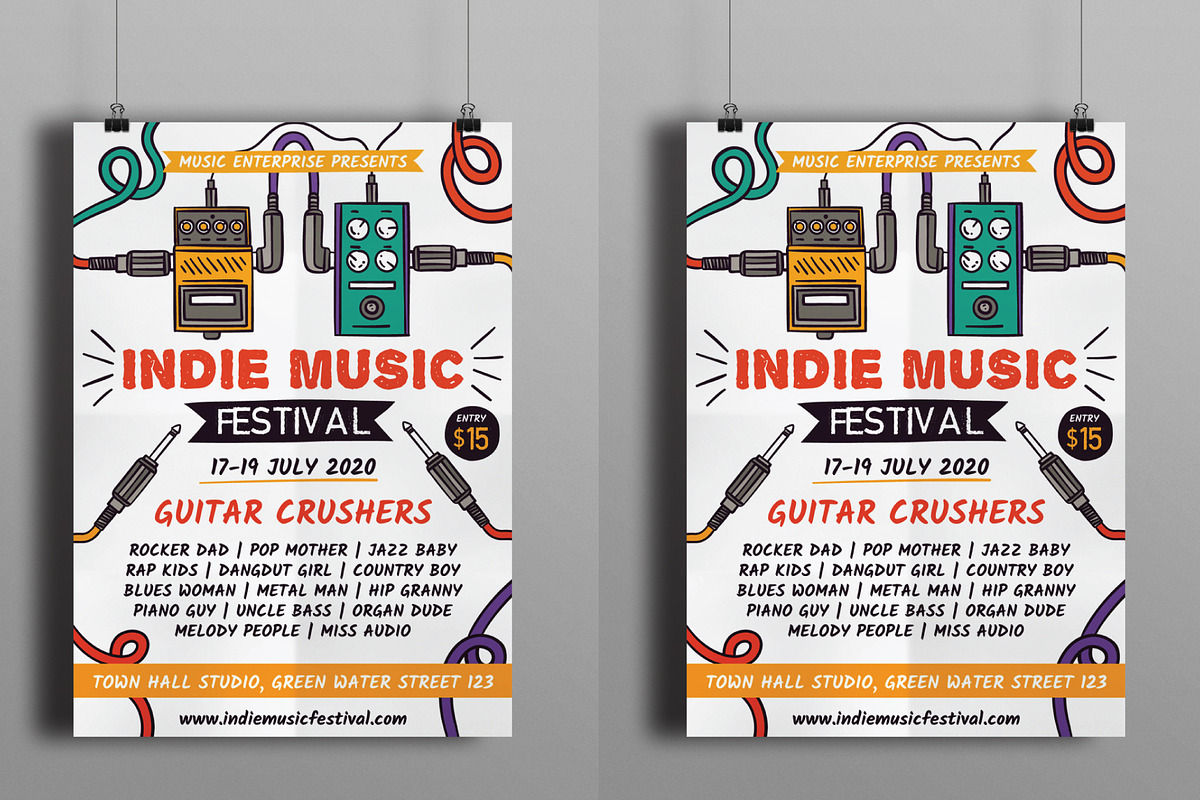 Indie Music Festival Flyer, a Flyer Template by serapika (Photo 3 of 3)