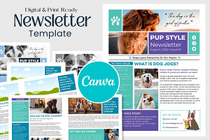 Canva Newsletter Template Dog Pets