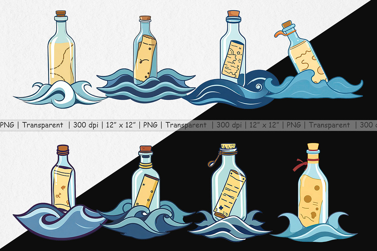 Message in a Bottle Clipart, a Graphic by Artnoy (Photo 2 of 5)