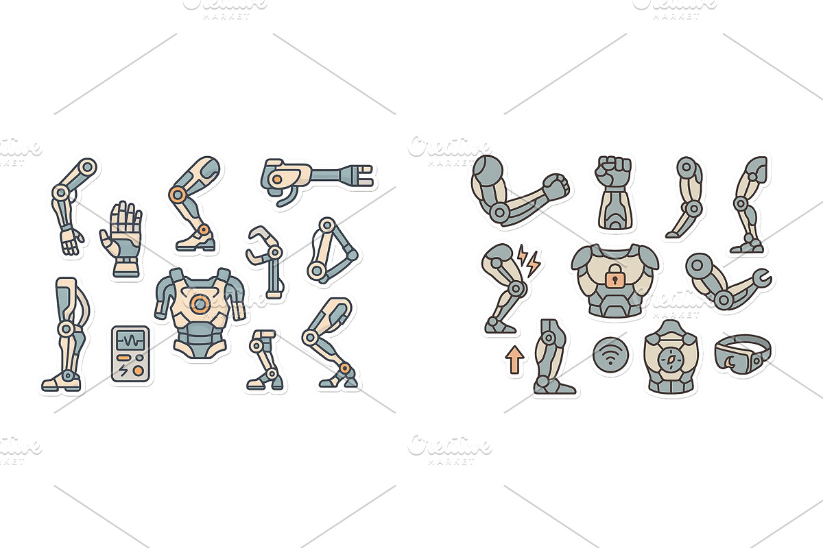 Various robotic arm components, a Technology Illustration by ZinetroN
