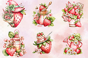 Whimsical Spring Strawberry Clipart, an Illustration by SVGArt (Thumbnail 4 of 9)