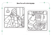Cozy Girl Christmas Coloring Pages, a Seasonal Illustration by Design Station (Thumbnail 4 of 4)
