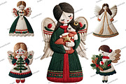 Whimsical Christmas Angel Clipart, an Illustration by DreamArtGraphic (Thumbnail 5 of 5)