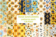 130 Sunflower Seamless Patterns, a Pattern Graphic by mkStudioLab (Thumbnail 1 of 4)