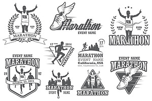 Set Of Vintage Marathon Emblems