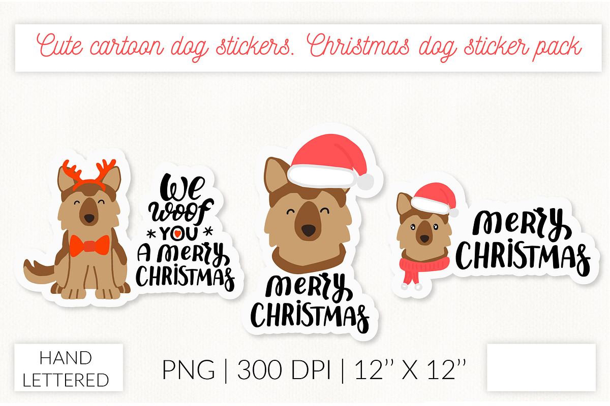 Cute dog stickers. Puppy Christmas, an Object Graphic by Let's Art (Photo 15 of 24)