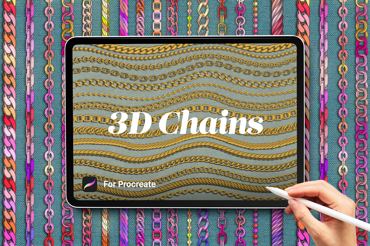 3D Chains Brushes for Procreate, a Brush Add-On by Hanna Inaiáh (Photo 1 of 3)