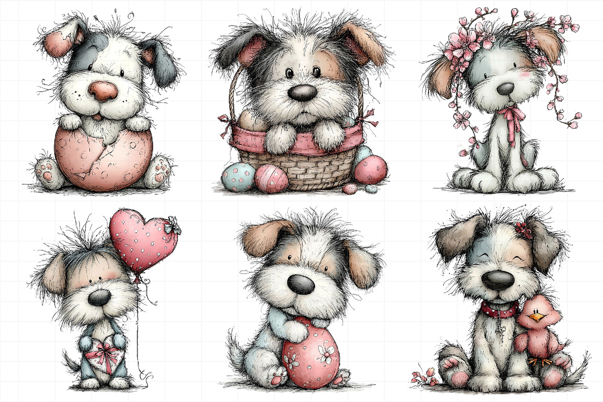 Whimsical Easter Dogs Clipart, an Illustration by Daily.Designs (Photo 3 of 8)