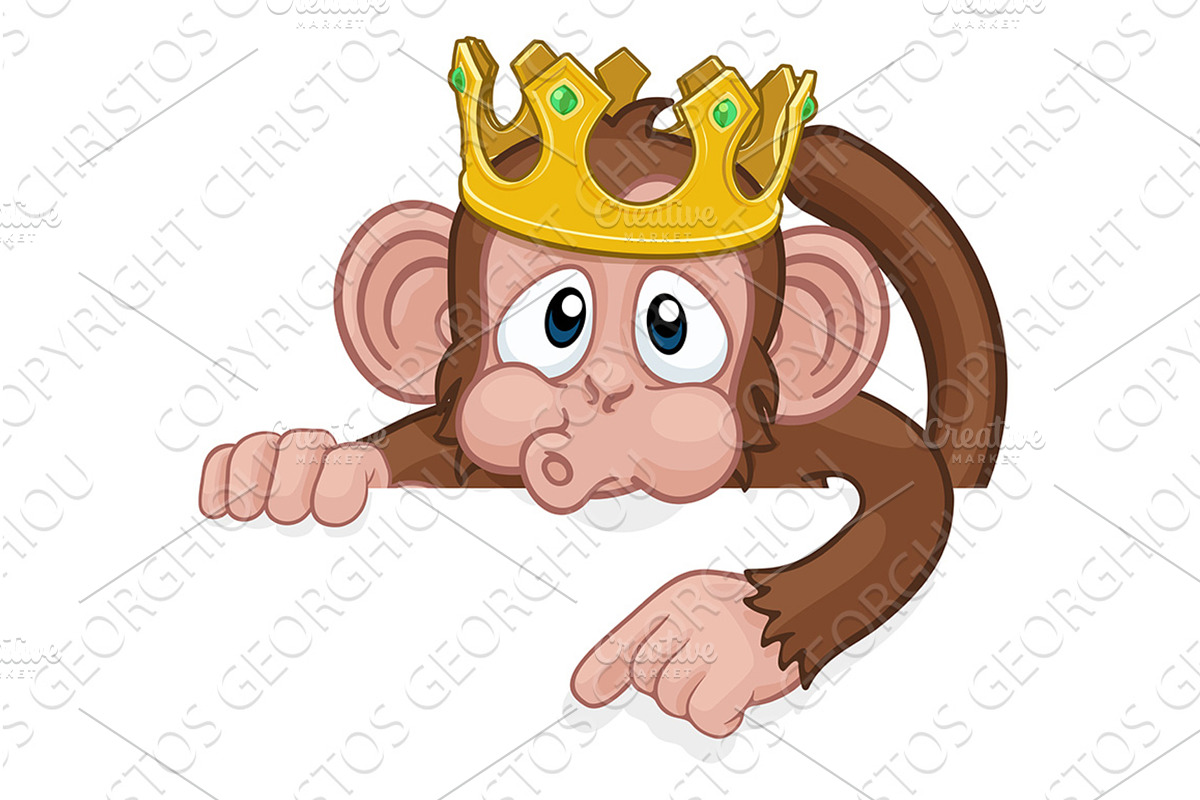 Monkey King Crown Cartoon Animal, an Animal Illustration by Christos Georghiou