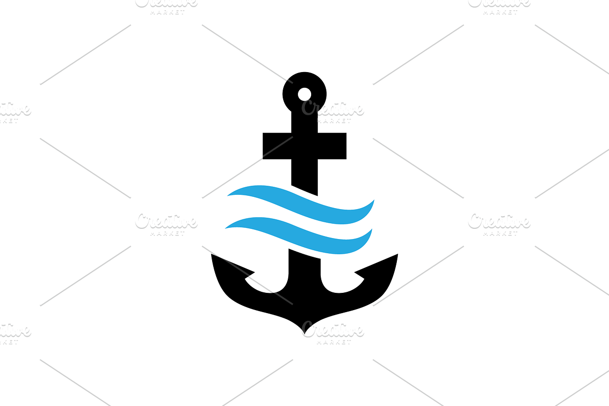ocean anchor and wave logo design, a Branding & Logo Template by devastd
