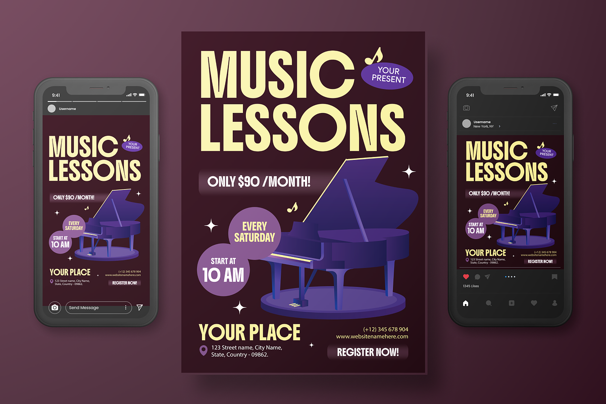 Music Lessons Flyer Set, a Flyer Template by Annora Studio (Photo 3 of 6)