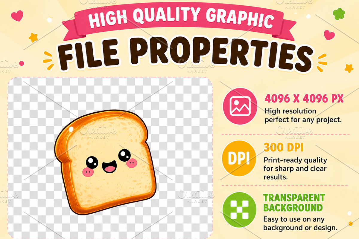 Kawaii Bakery Clipart PNG Bundle, a Food Illustration by QM_ART (Photo 4 of 4)