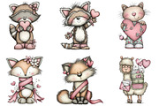Whimsical Funny Animal Love Clipart, a Graphic by CraftArtStudio (Thumbnail 6 of 6)