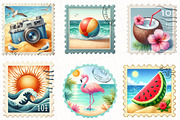 Summer Beach Postage Stamp Clipart, an Illustration by OK Design (Thumbnail 5 of 5)