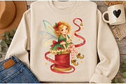 Watercolor Christmas Fairy Cliparts, a Seasonal Illustration by Ink Gallery (Thumbnail 8 of 9)