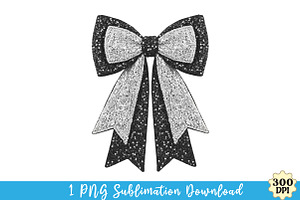 Coquette Black Sparkly Bow PNG File, an Illustration by Watercolor design