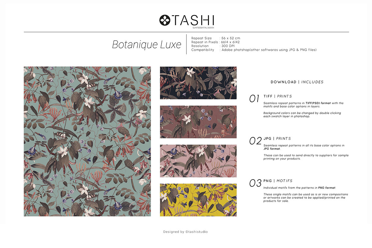 Botanique Luxe Pattern Designs, a Pattern Graphic by TSTUDIO (Photo 3 of 12)