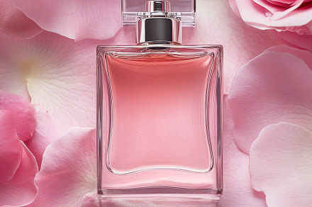 Perfume bottle with roses