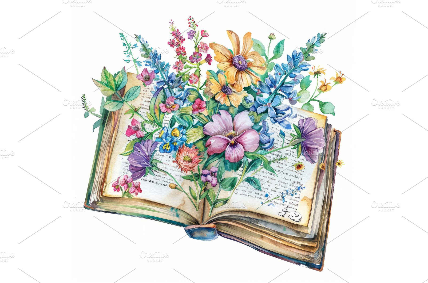 A vintage open book with blooming, a Background Photo by Neirfy