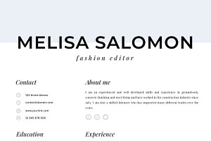 Resume Template 1 Page Milan