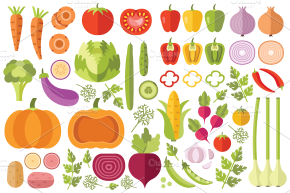 Flat Vegetables Set