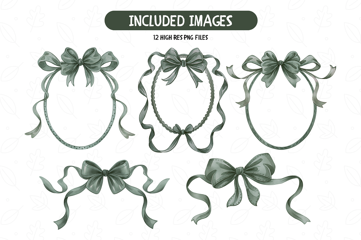Green Bow Frames Clipart, an Illustration by TatiMockup (Photo 3 of 4)