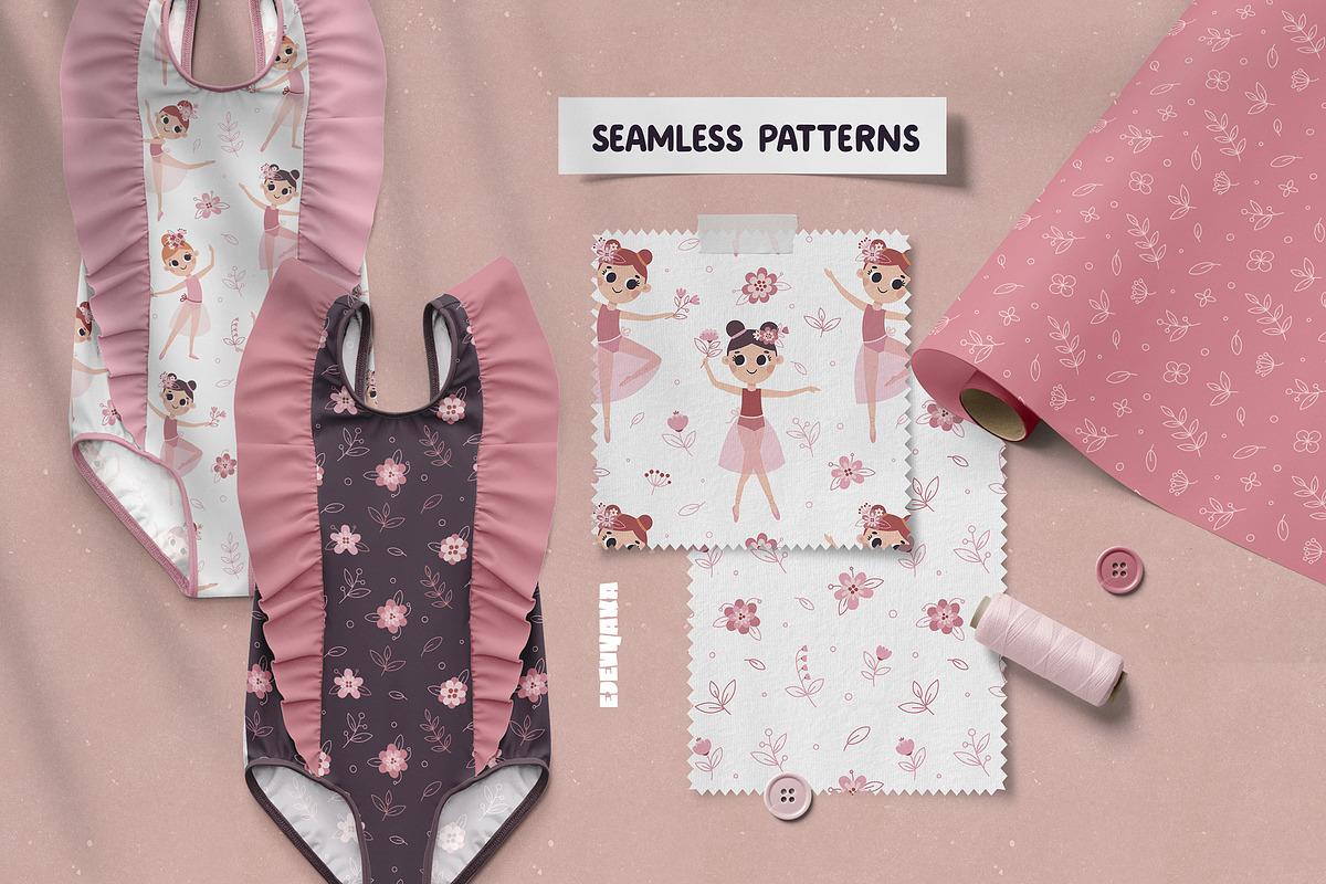 Cute Ballerina Clipart, Patterns, a Person Illustration by Ejevyaka (Photo 4 of 11)