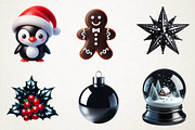 Black Christmas Clipart Set, an Illustration by RobertsArt (Thumbnail 2 of 4)
