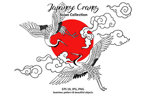 Japanese Cranes. Asian collection.